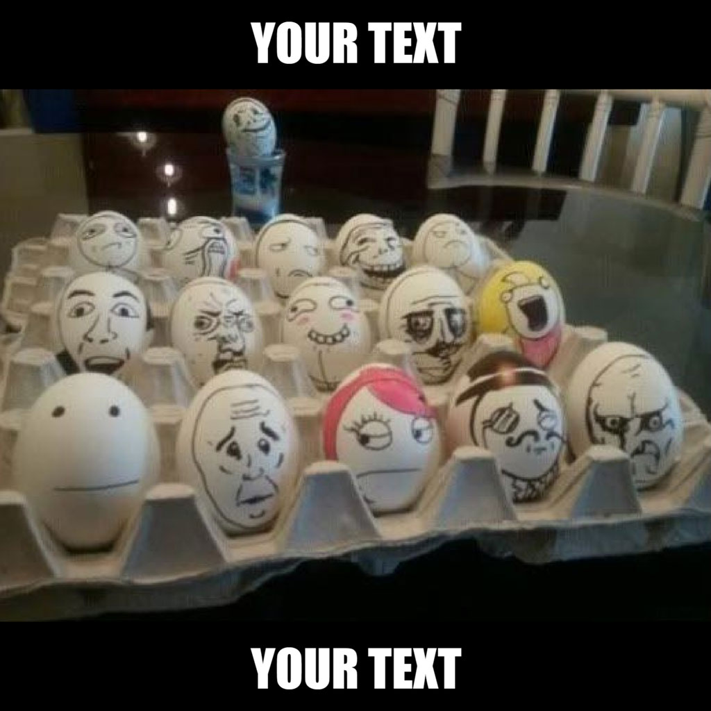 Eggs in a carton with different faces drawn on them