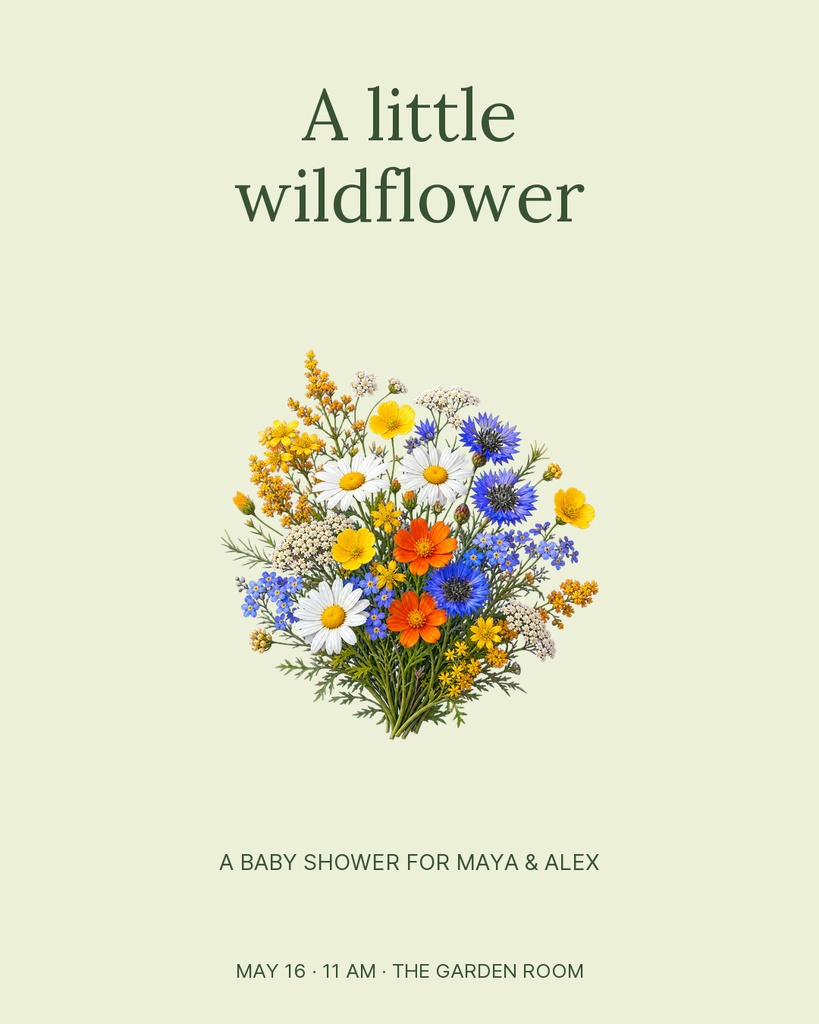 Portrait post with a wildflower bouquet and text reading A little wildflower.