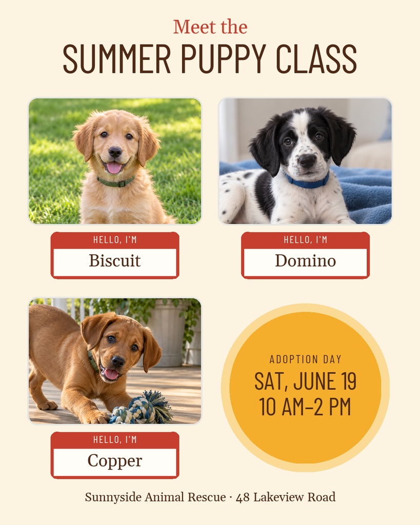 Preview for Meet The Summer Puppy Class Portrait Post Template