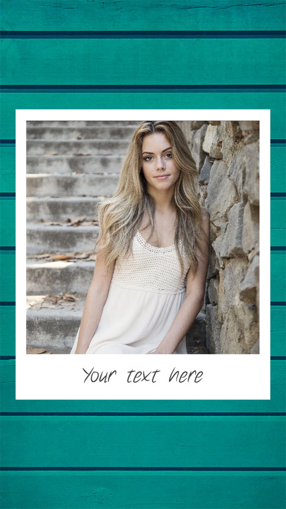 Young woman with long blonde hair wearing a white dress, leaning against a stone wall next to a concrete staircase.
