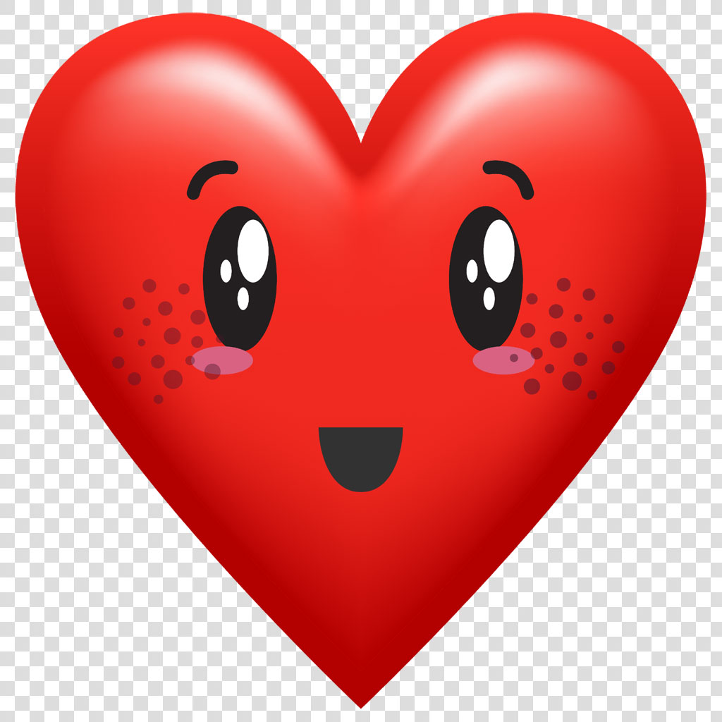 A cartoon heart with a smiling face