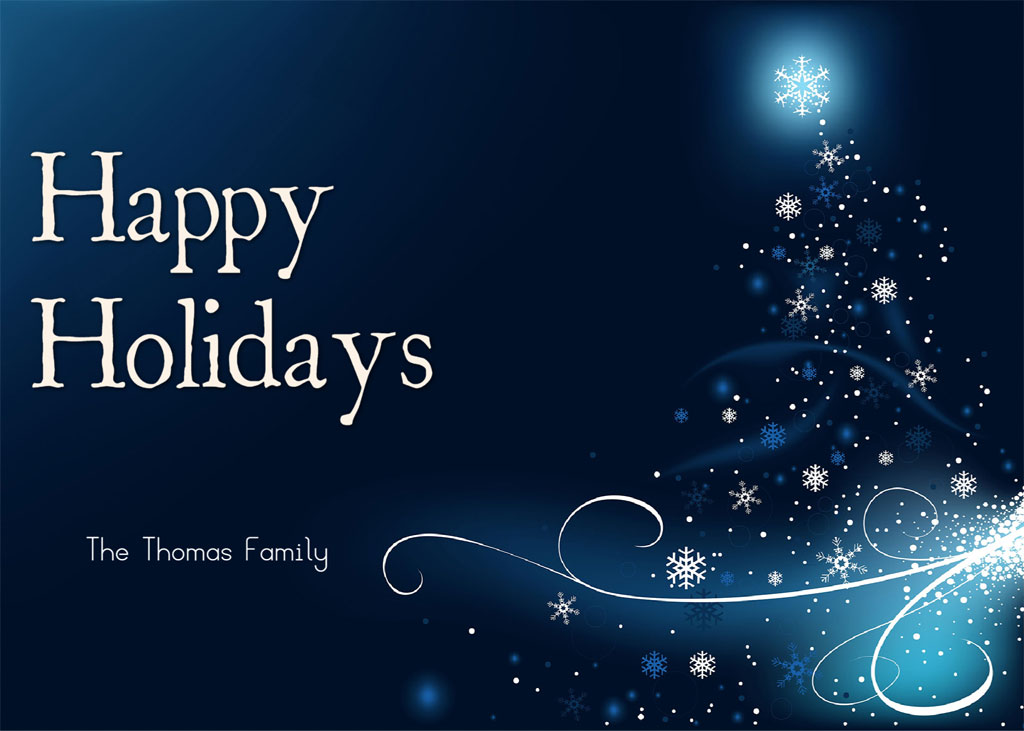 Happy Holidays greeting card with Christmas tree