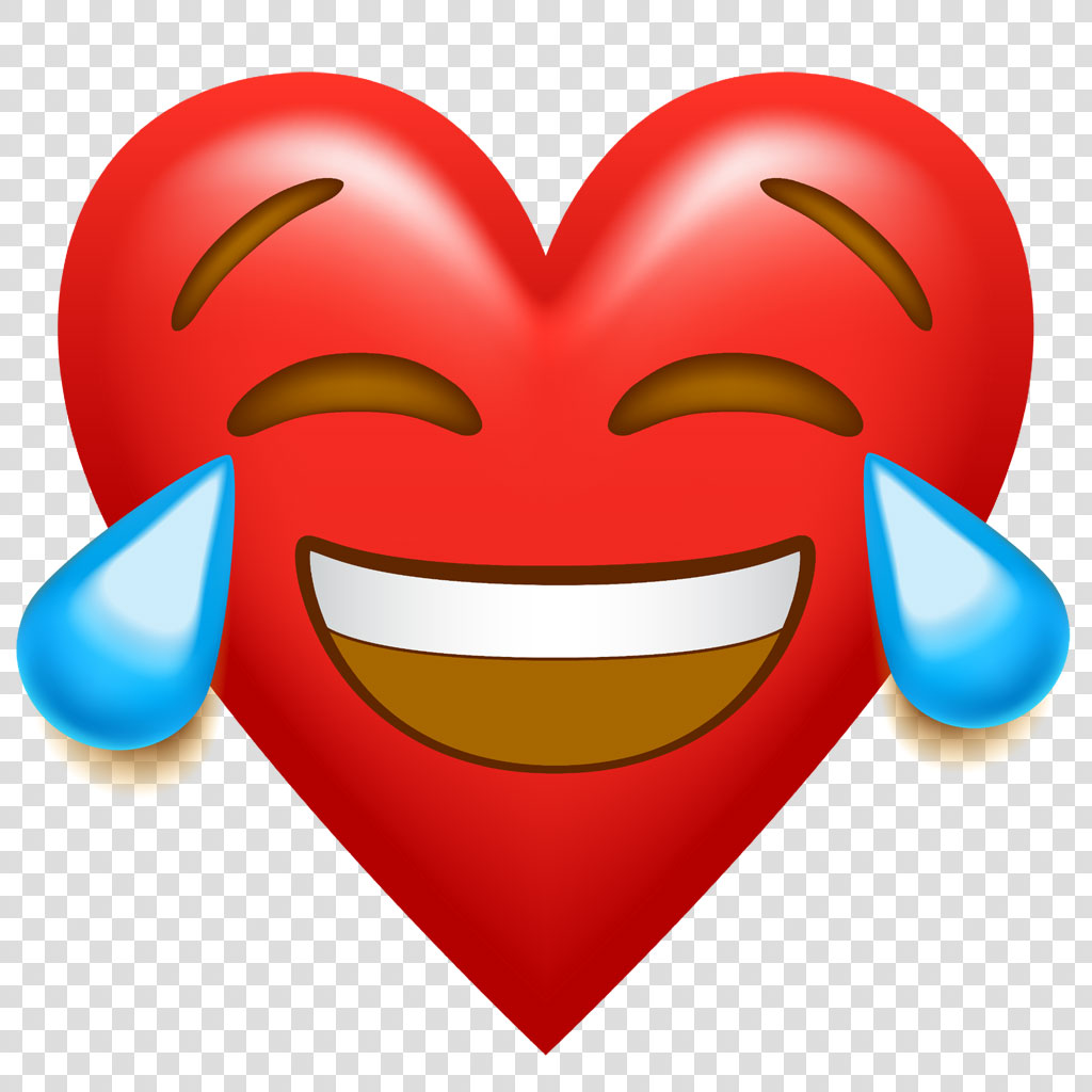 Red heart emoji with laughing face and tears