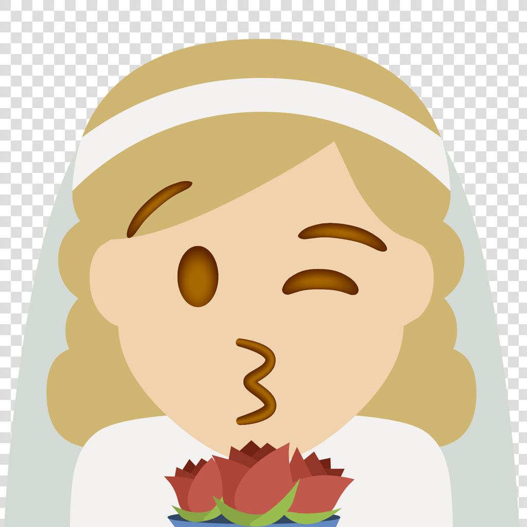 Cartoon bride with a surprised expression holding a red bouquet