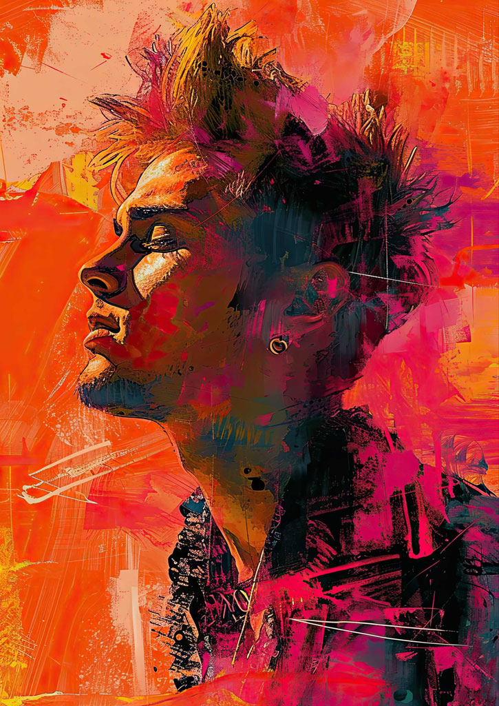 Abstract portrait of a person with vibrant colors and bold brushstrokes
