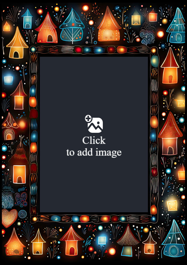 A man and woman smiling together in a decorative frame.