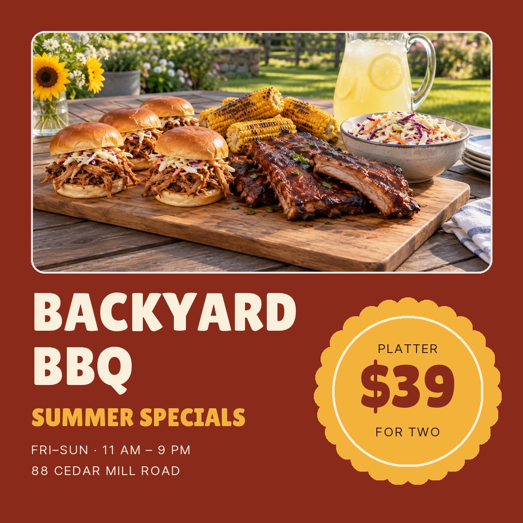 Preview for Backyard Bbq Specials Square Post Template