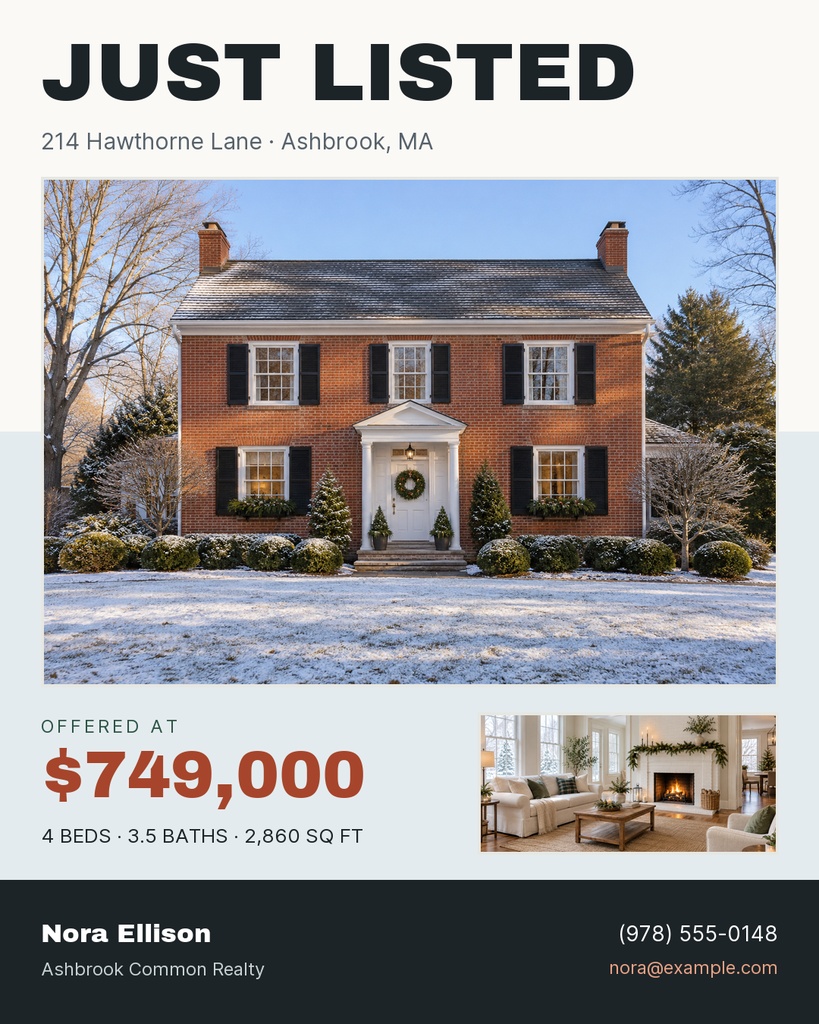 Preview for Just Listed On Hawthorne Lane Portrait Post Template