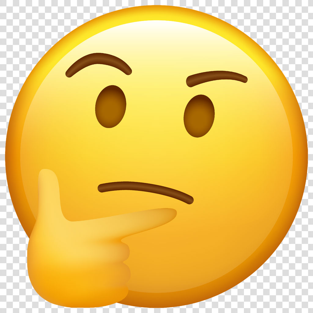 Thinking face emoji with hand on chin