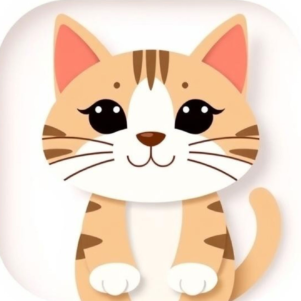 Illustration of a cute cartoon cat with orange tabby fur and white paws