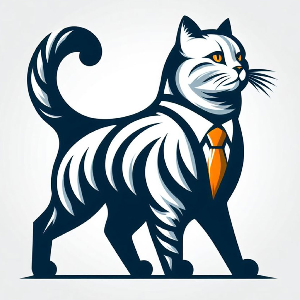 Minimalist dark blue cat face logo