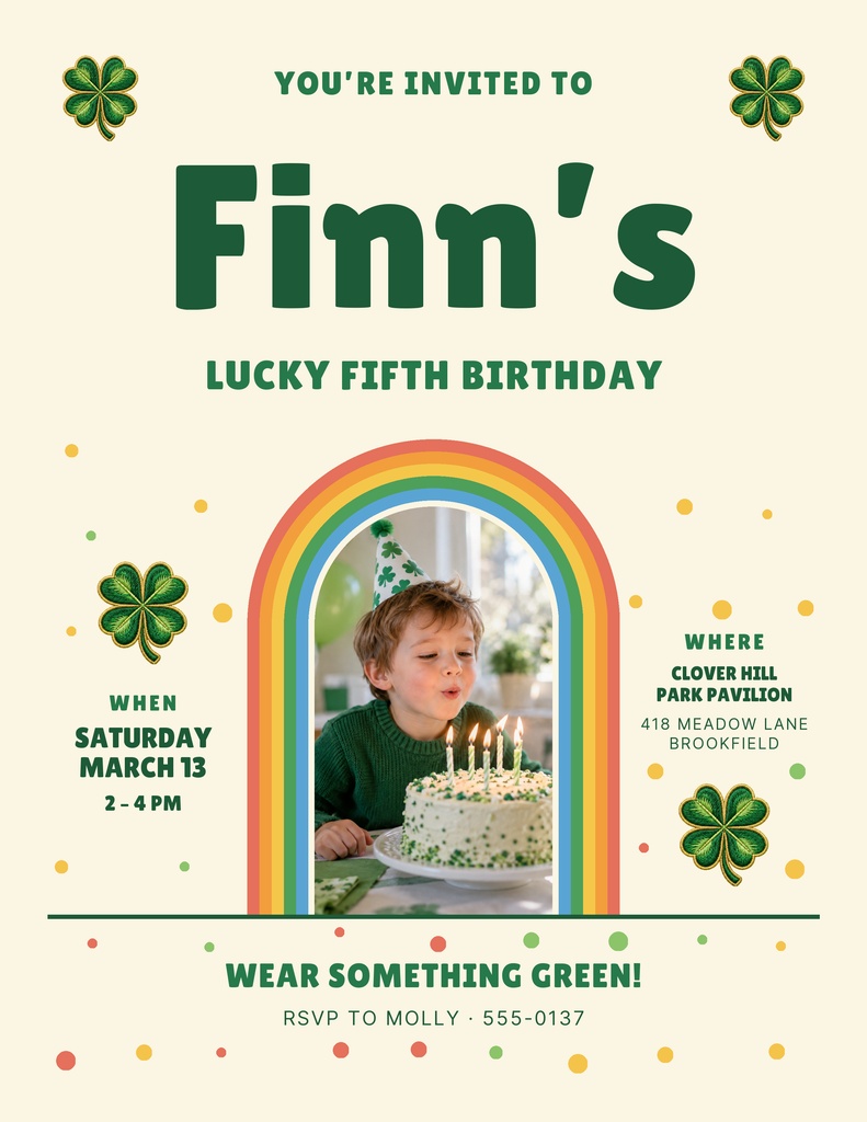 Preview for Lucky To Be Five Letter Flyer Template
