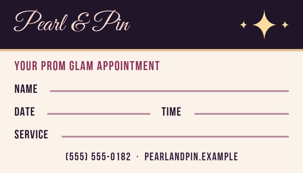 Preview for Prom Night Glam Appointment Card Template