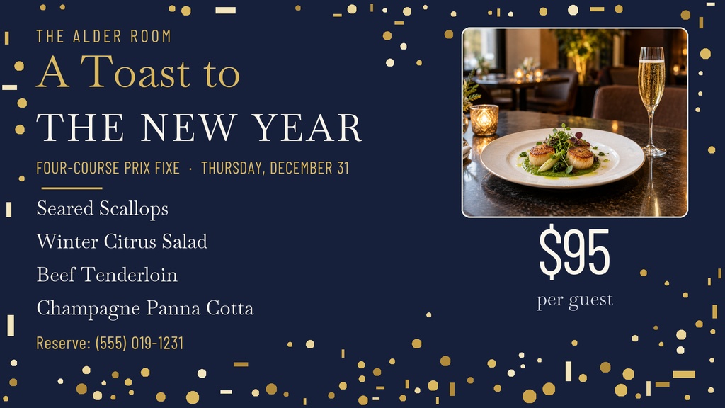 Preview for A Toast To The New Year Digital Menu Board Template