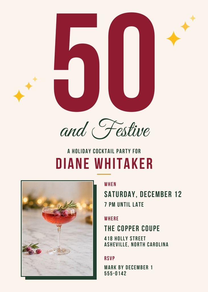 Preview for Fifty And Festive 5 × 7 Invitation Template