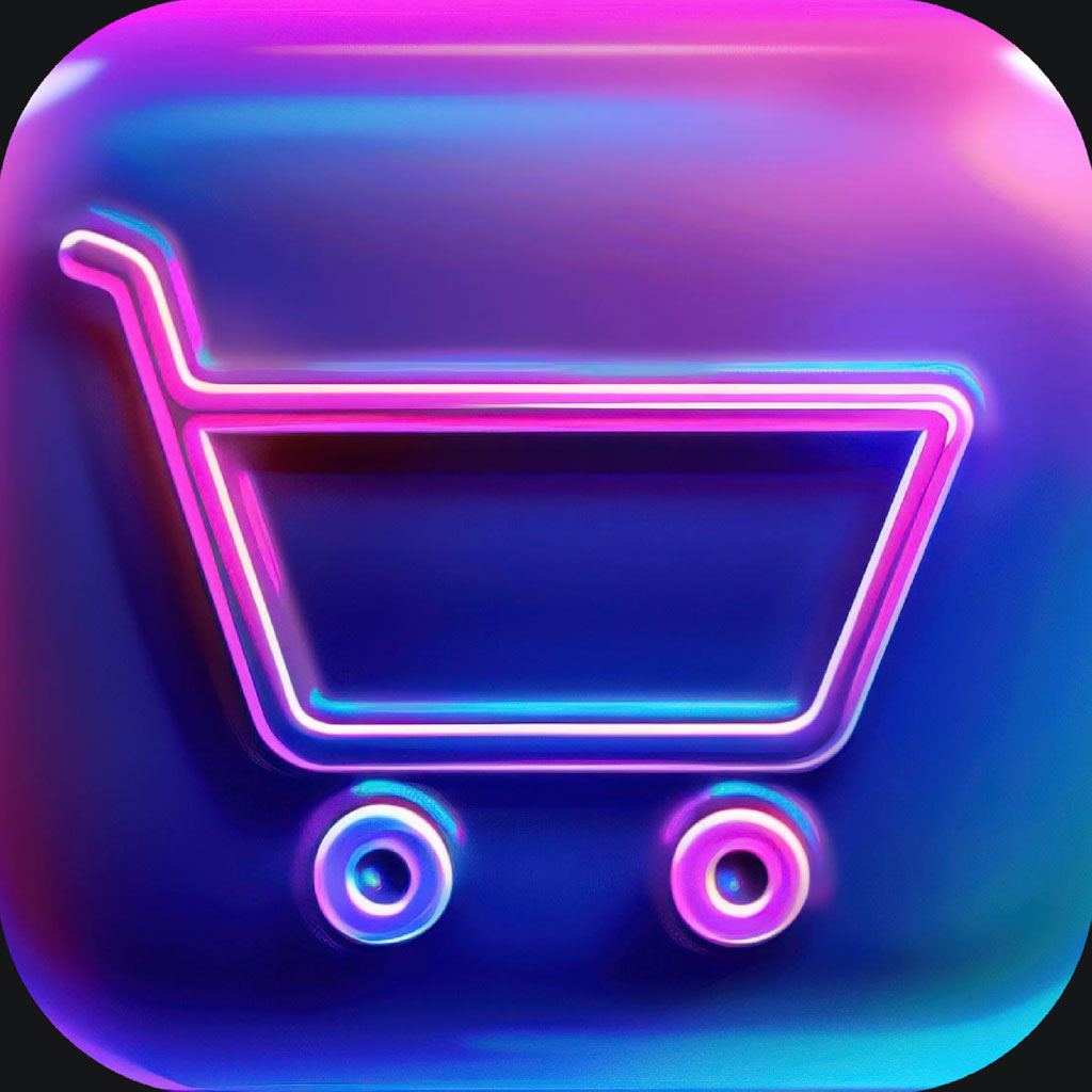 Neon shopping cart icon