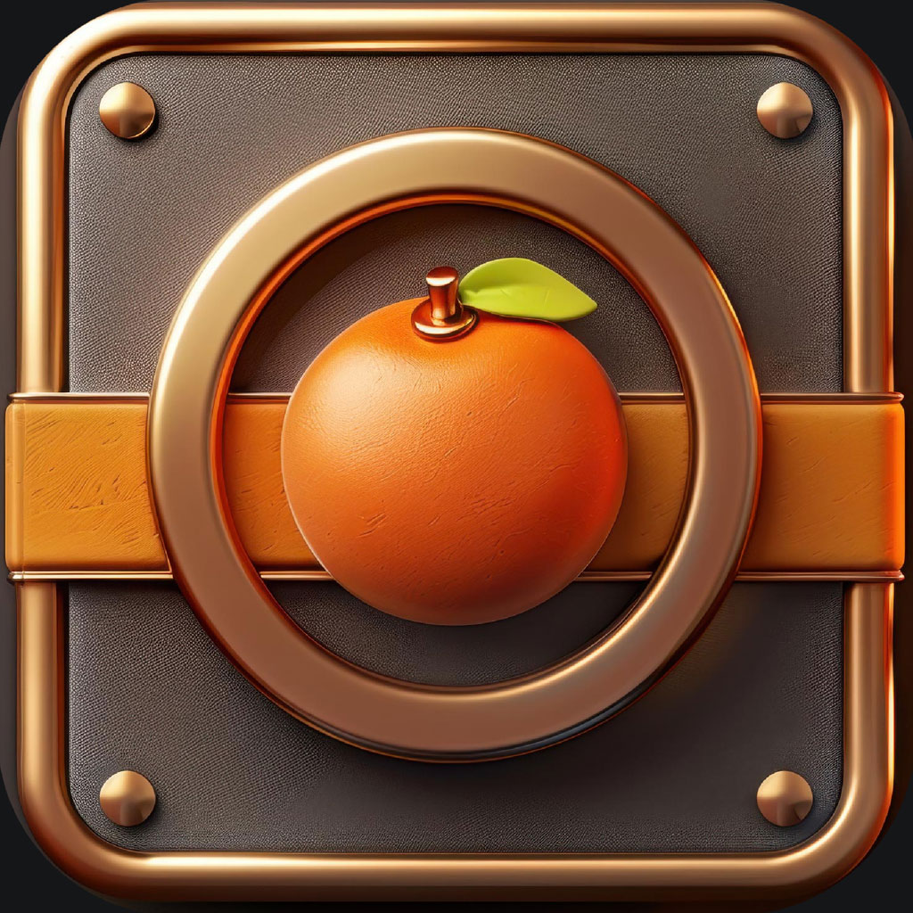 3D orange icon with copper accents