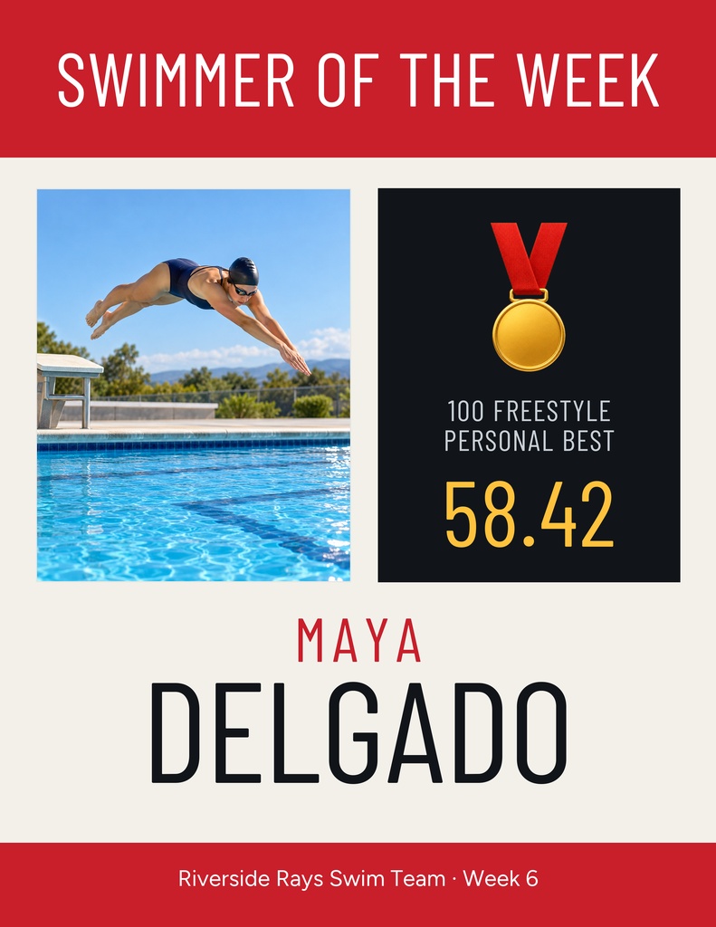 Preview for Swimmer Of The Week Letter Flyer Template