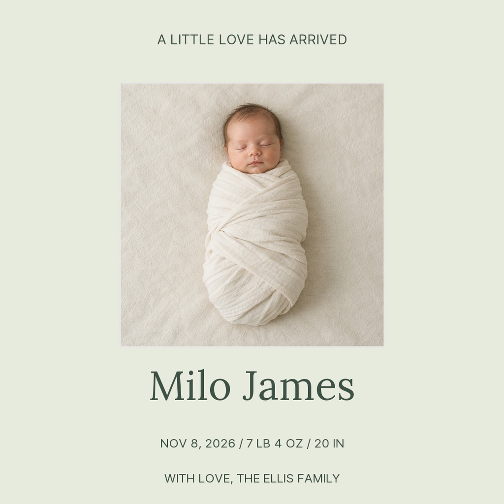 Preview for A Little Love Arrives Square Post Template