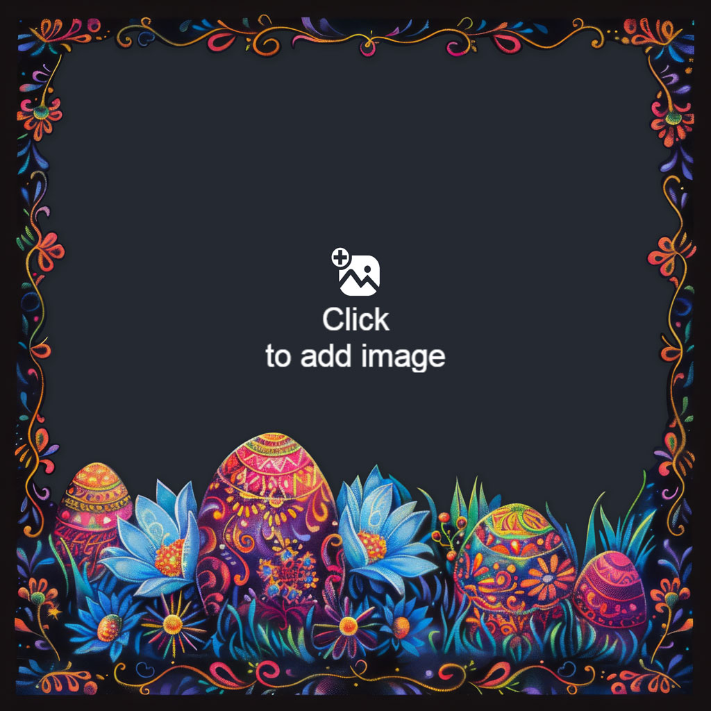 Easter eggs surrounded by flowers and vines on a dark background