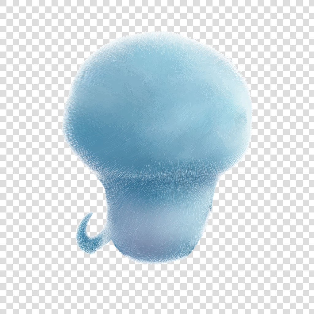 Light blue makeup brush with a curled handle