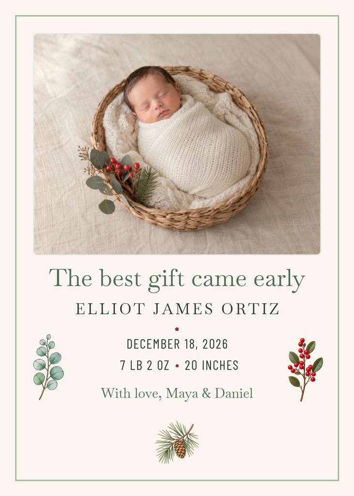 Preview for The Best Gift Came Early 5 × 7 Birth Announcement Template