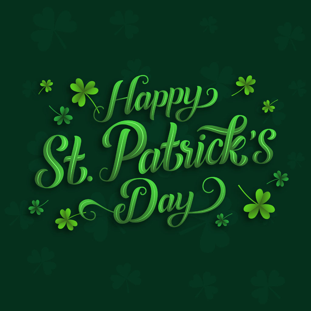 Happy St. Patrick's Day greeting with shamrocks