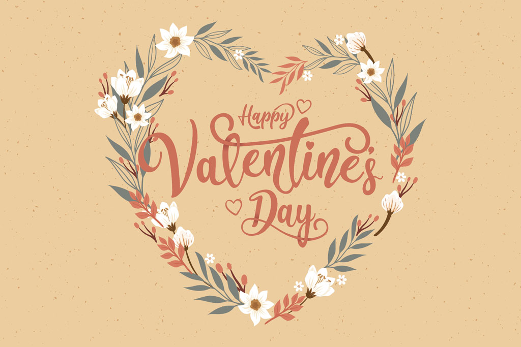 Happy Valentine's Day floral heart wreath