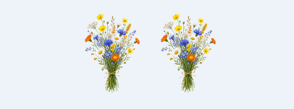 Two small wildflower bouquets on a light background