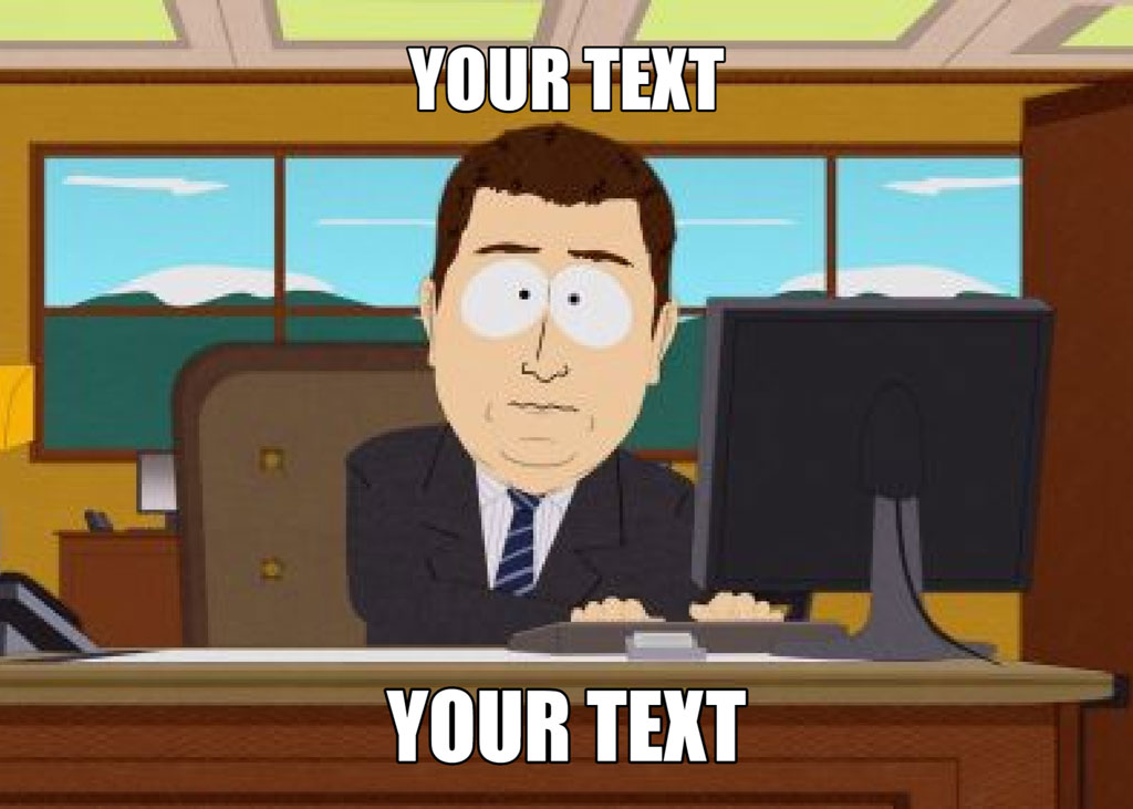 Cartoon man in a suit sitting at a desk