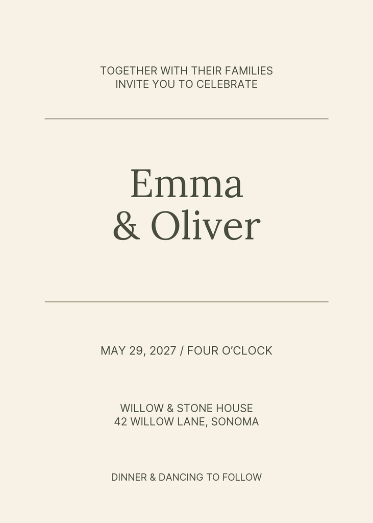 Preview for Willow And Stone 5 × 7 Invitation Template