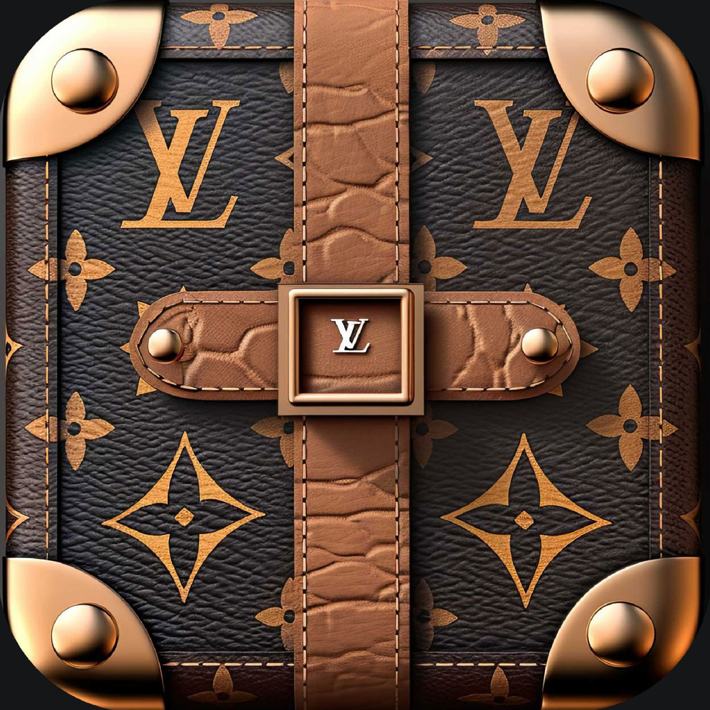 Close-up of a Louis Vuitton handbag with monogram pattern and gold accents