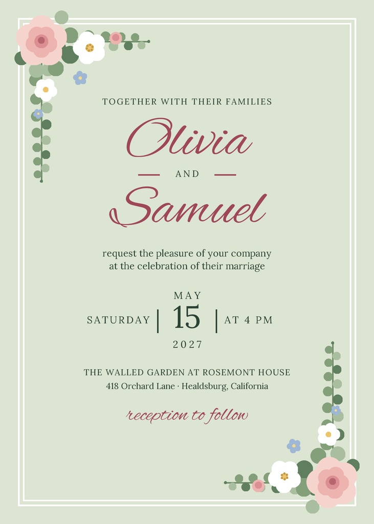 Preview for Garden Party Vows 5 × 7 Invitation Template