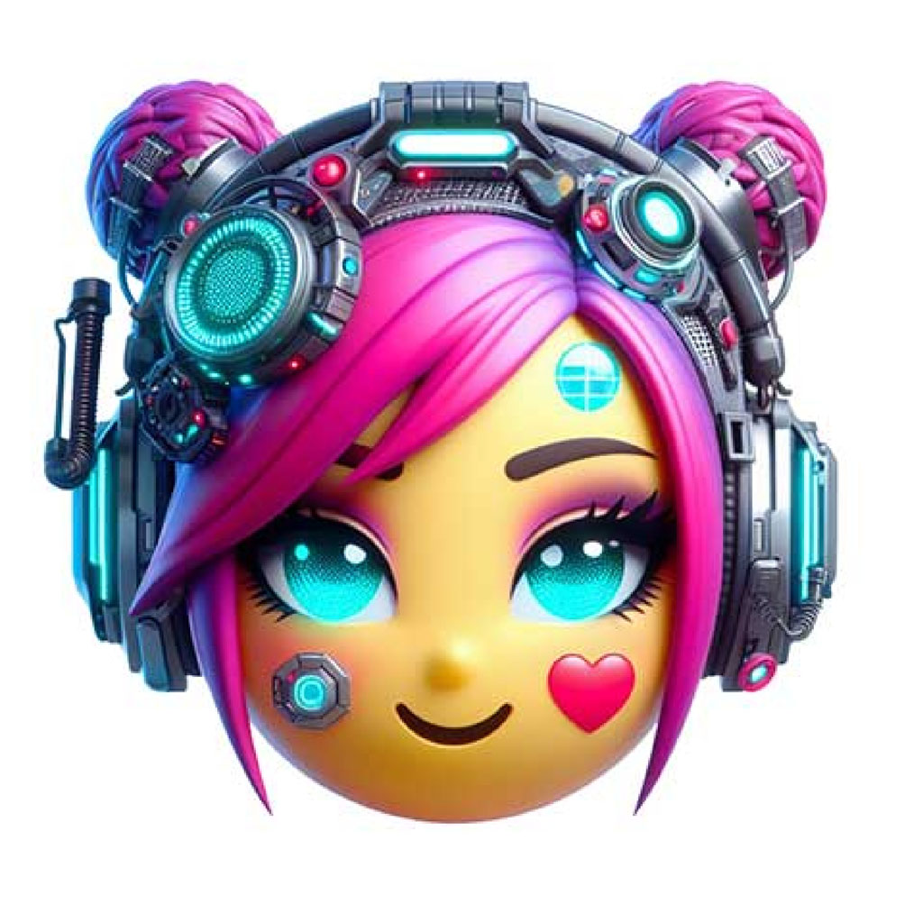 Glowing DJ headphones with a smiling face