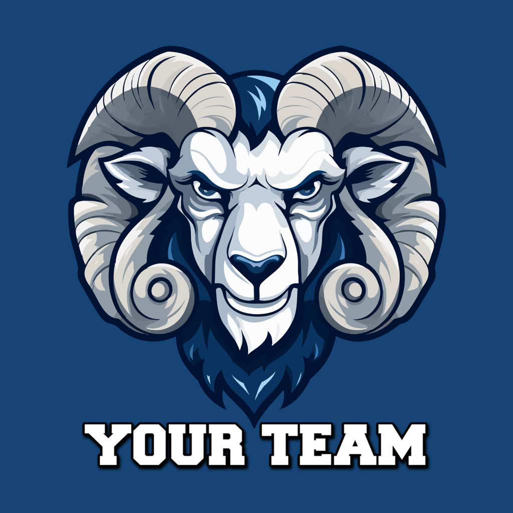 Illustration of a ram's head with large horns and the text 'YOUR TEAM' below it