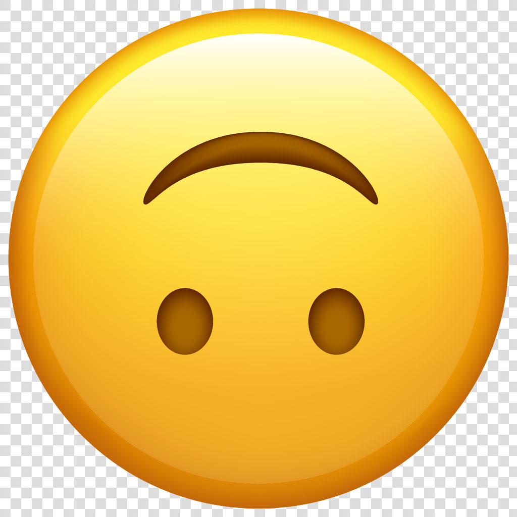 A yellow circle with a frowning mouth and two oval eyes, representing a confused emoji face.