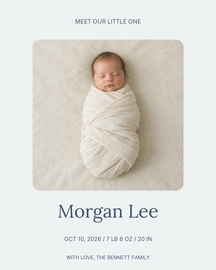 Preview for Meet Our Little Morgan Portrait Post Template