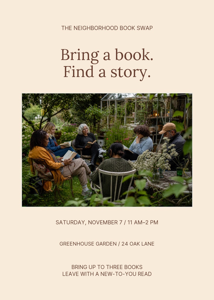 Preview for The Neighborhood Book Swap 5 × 7 Invitation Template
