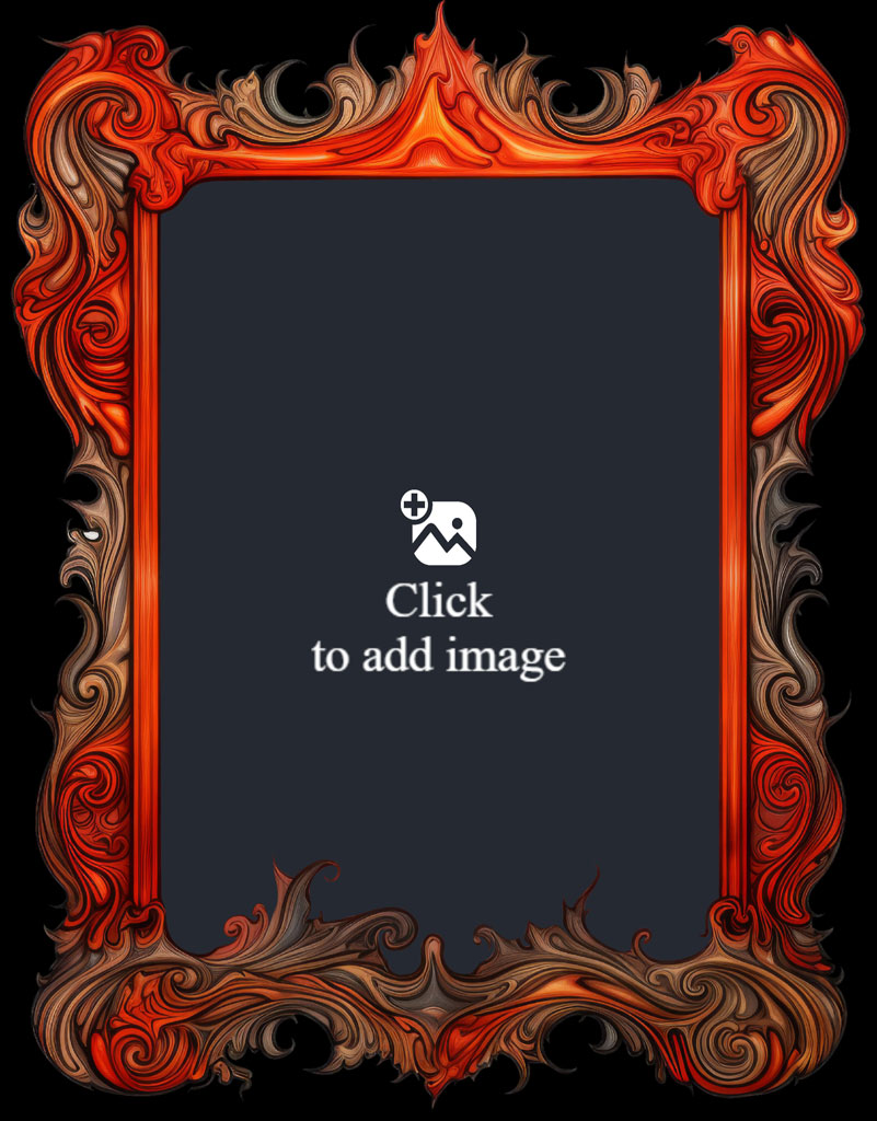 Ornate red and gold frame with a black center