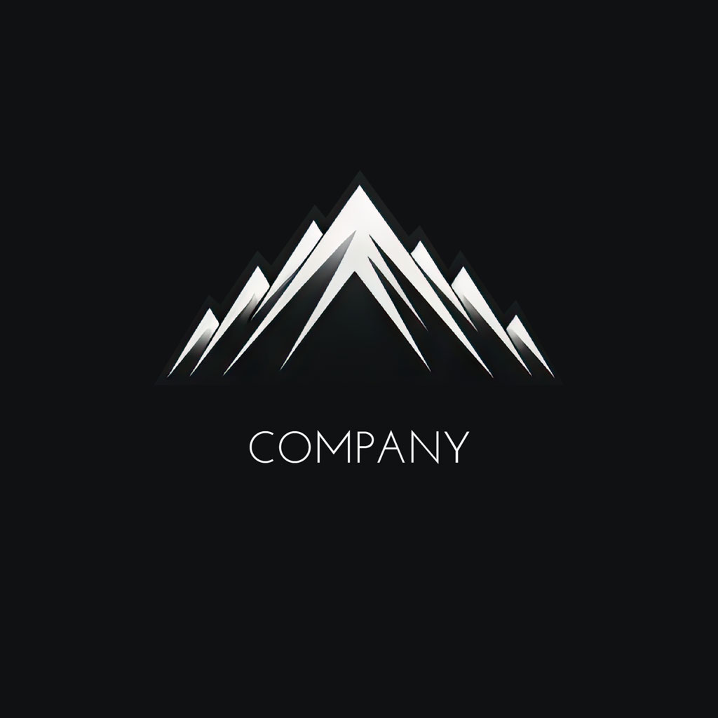 Company logo with stylized mountain peaks