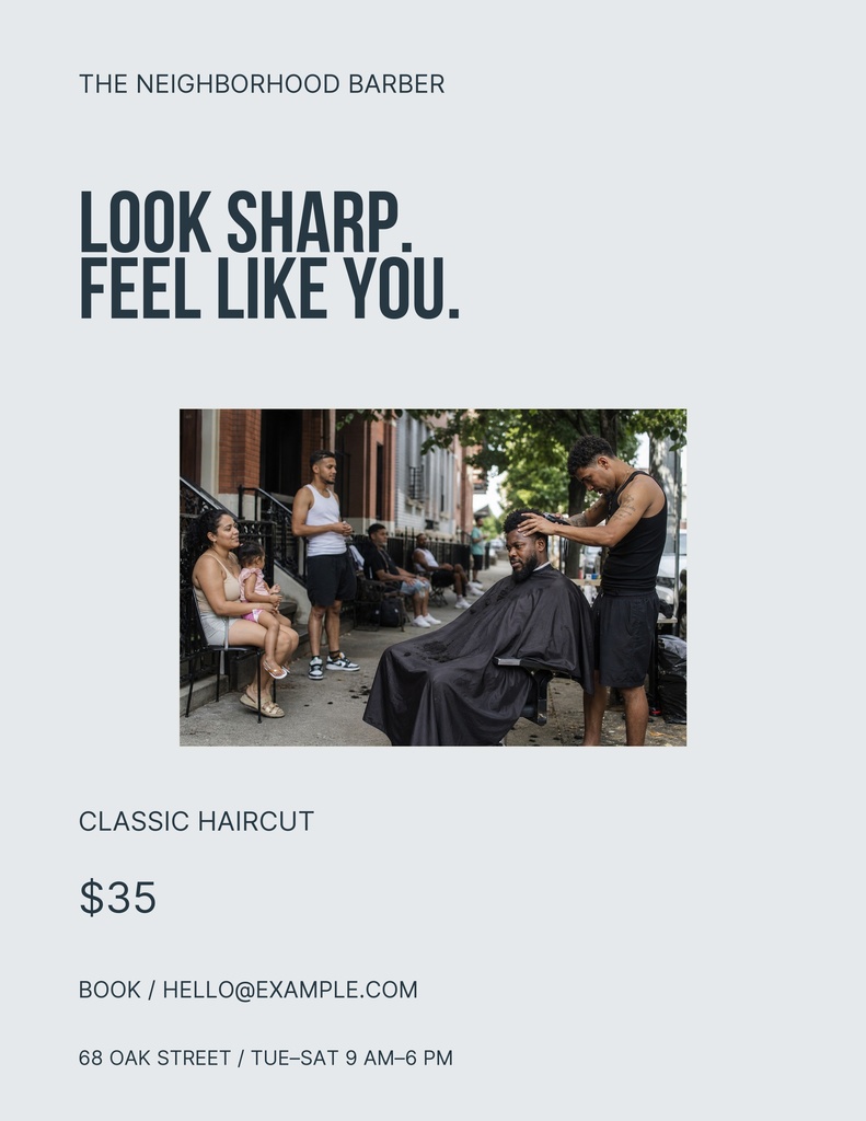 Preview for The Neighborhood Barber Letter Flyer Template