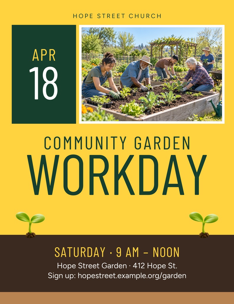 Preview for Community Garden Workday Letter Flyer Template