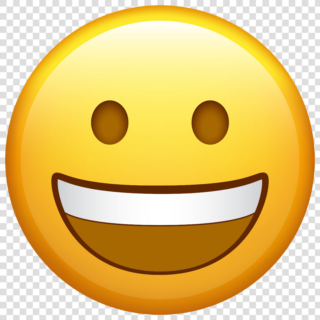 A smiling face emoji with a wide smile