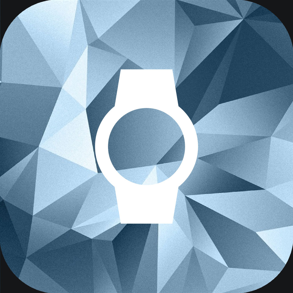 Smartwatch icon on blue geometric background