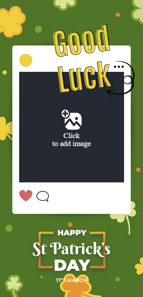 St Patrick's Day greeting card with shamrocks and 'Good Luck' message