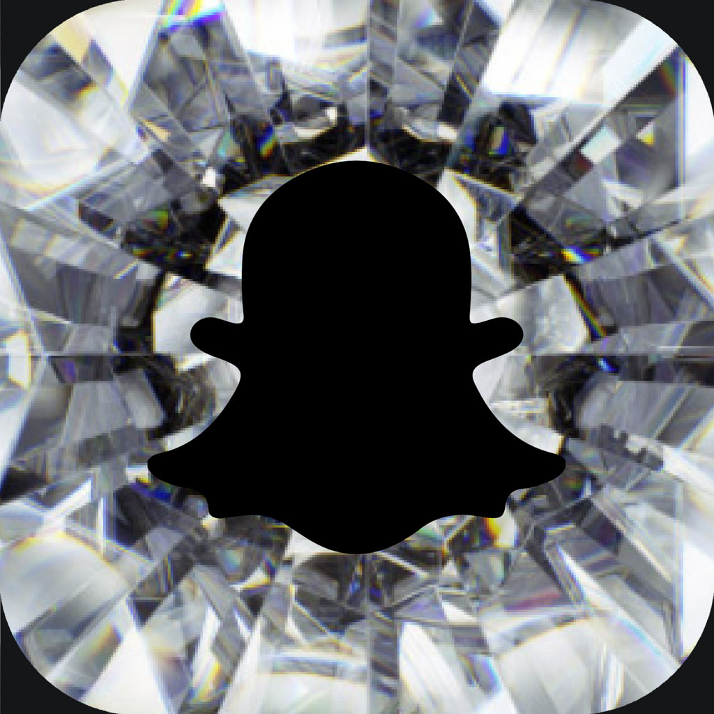 Snapchat logo on a diamond background