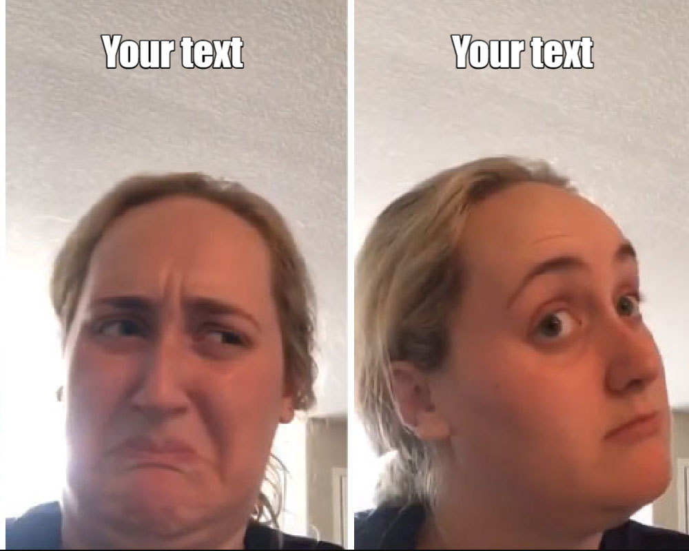 Woman with different facial expressions