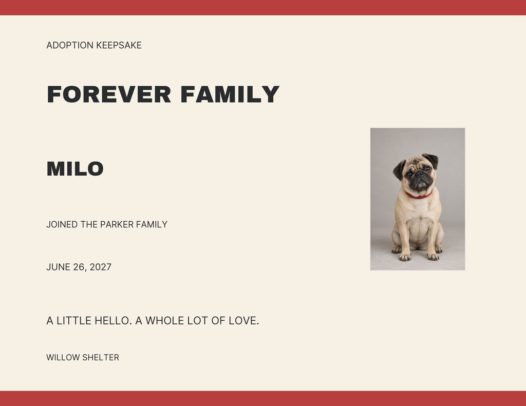 Preview for Happy Tails Day Keepsake Certificate Template