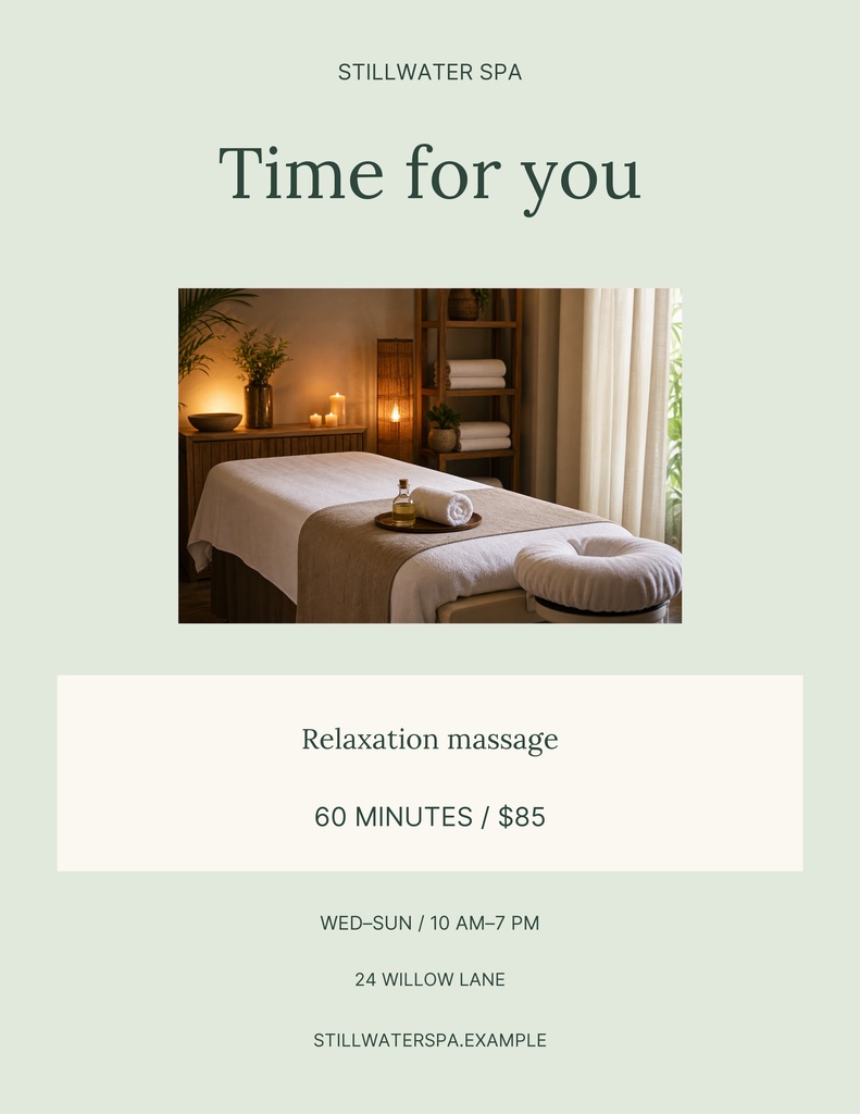 Preview for Stillwater Spa Letter Flyer Template
