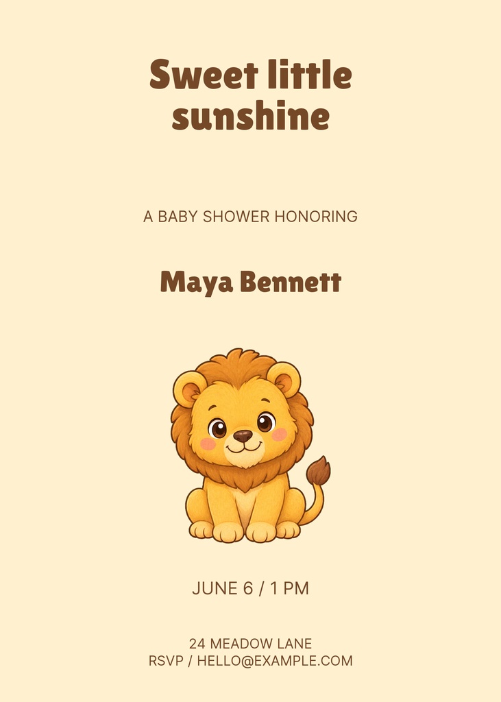 Preview for Sweet Little Sunshine 5 × 7 Invitation Template